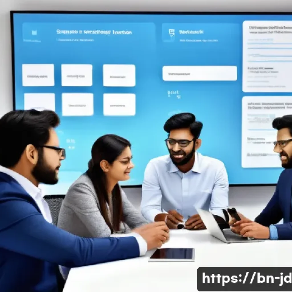 기술 공유 플랫폼에서의 사용자 피드백 활용 전략 - A detailed, modern office scene showing a diverse team of Bengali professionals collaboratively desi...