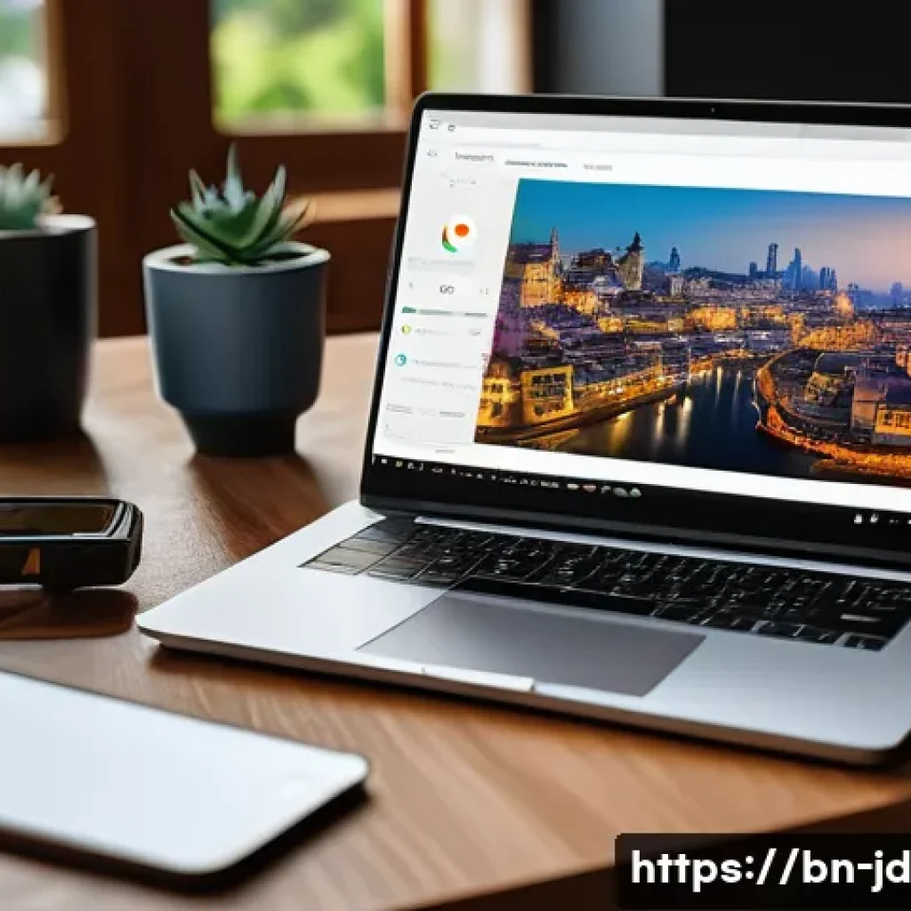 기술 공유 플랫폼의 지속 가능한 비즈니스 모델 - A modern technology sharing platform interface displayed on a sleek laptop and smartphone side by si...