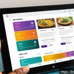 Home 19 기술 공유 플랫폼의 서비스 품질 관리 - A vibrant, modern technology sharing platform interface displayed on a sleek digital tablet held by ...