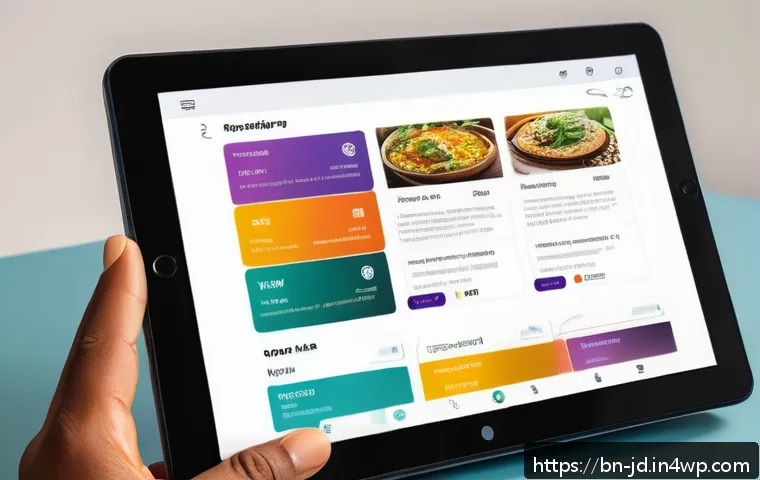 기술 공유 플랫폼의 서비스 품질 관리 - A vibrant, modern technology sharing platform interface displayed on a sleek digital tablet held by ...