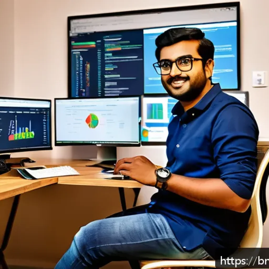 기술 공유 플랫폼의 시장 진입 장벽 분석 - A detailed and vibrant illustration of a Bengali tech entrepreneur in a cozy, modern home office set...